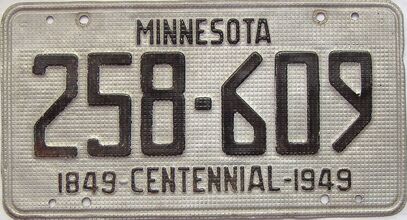 1949 Minnesota  (Single) license plate for sale