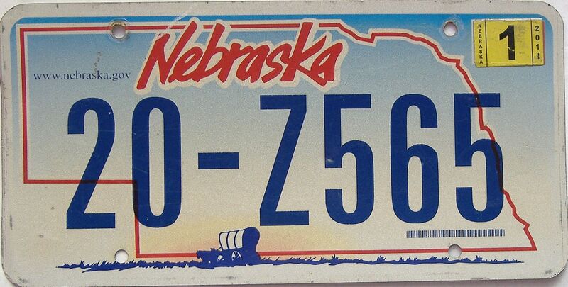 2011 Nebraska  (Single) license plate for sale