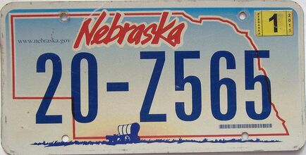 2011 Nebraska  (Single) license plate for sale