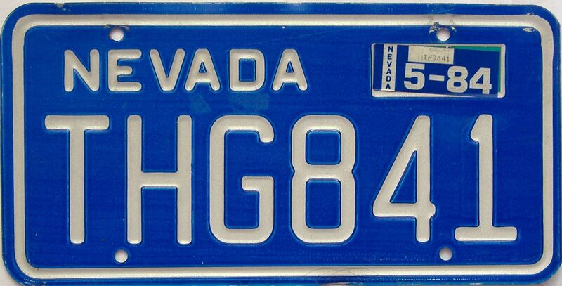 1984 Nevada  (Single) license plate for sale