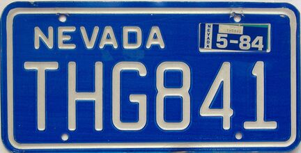 1984 Nevada  (Single) license plate for sale