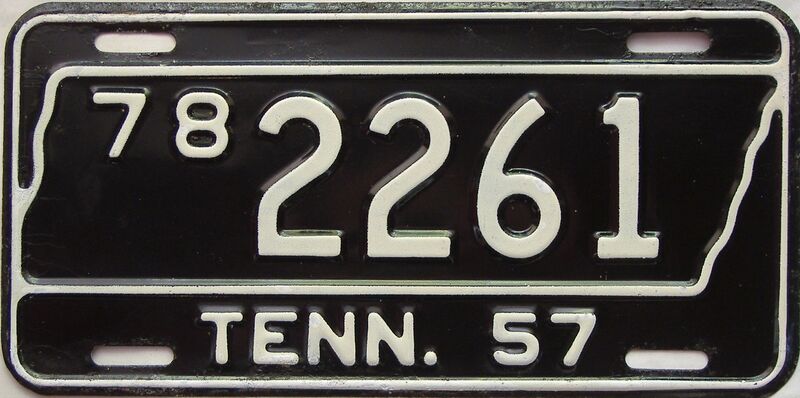 1957 Tennessee (Single) license plate for sale