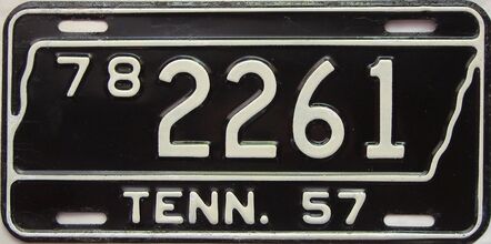 1957 Tennessee  (Single) license plate for sale