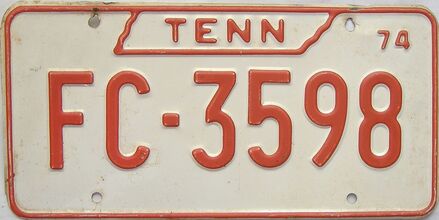 1974 Tennessee license plate for sale