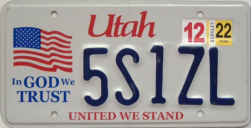 2022 Utah  (Single) license plate for sale