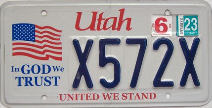 2023 Utah  (Single) license plate for sale
