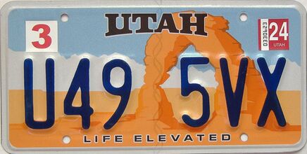 2024 Utah  (Single) license plate for sale