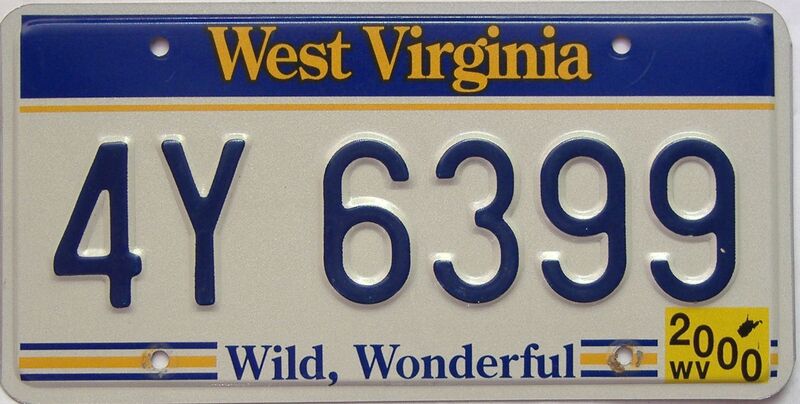 2000 West Virginia license plate for sale