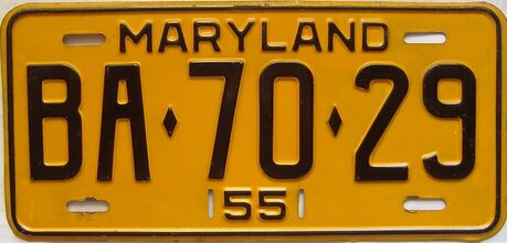 1955 Maryland license plate for sale