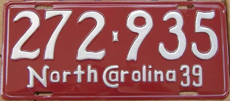 RESTORED 1939 North Carolina (Single) (#5586) for sale - The Tag Dr. Store