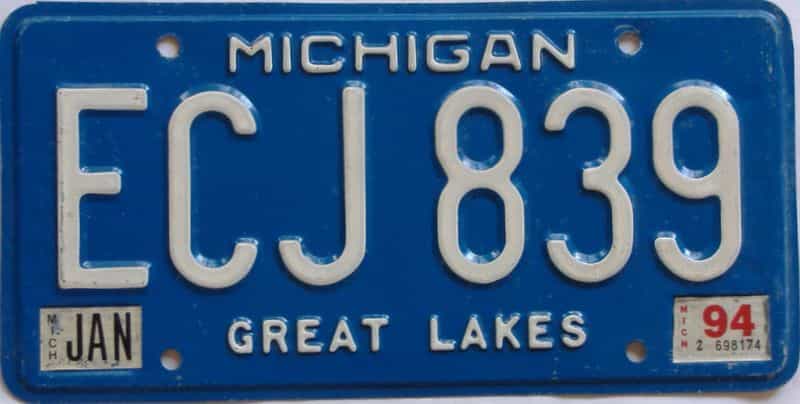 1994 Michigan license plate for sale