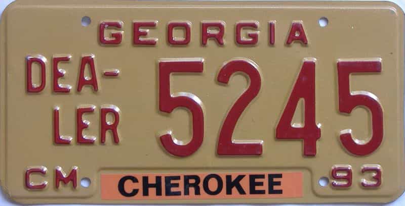 1993 Georgia  (Dealer) license plate for sale