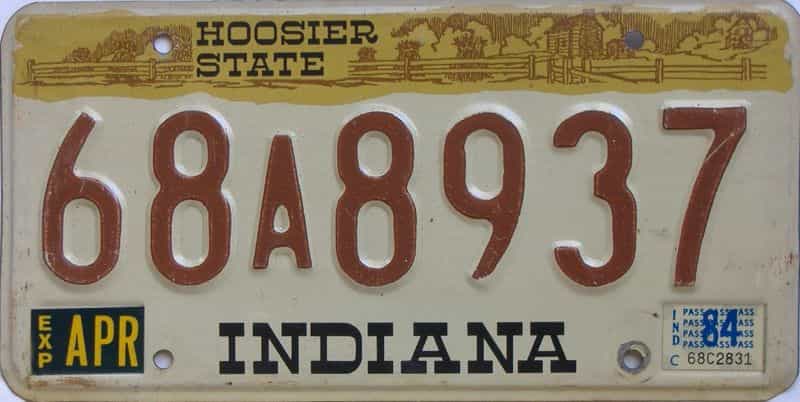 1984 Indiana license plate for sale