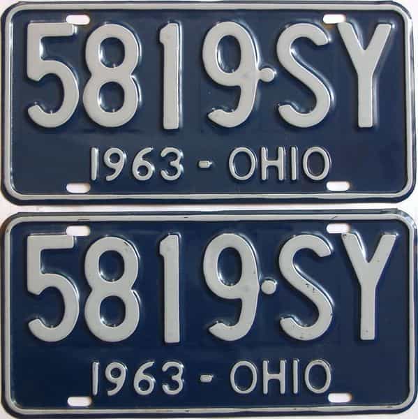 1963 Ohio  (Pair) license plate for sale