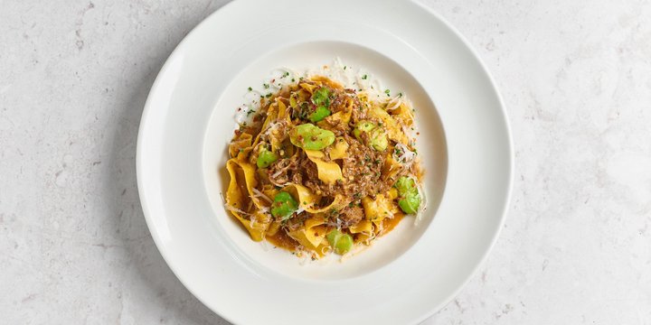 Tagliatelle con asado de tira