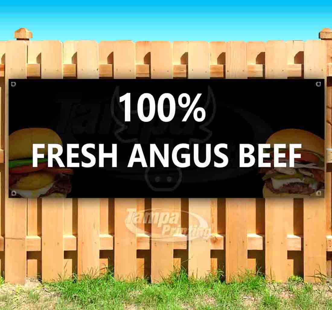100% Fresh Angus Beef 13 oz Vinyl Banner With Metal Grommets - Walmart.com