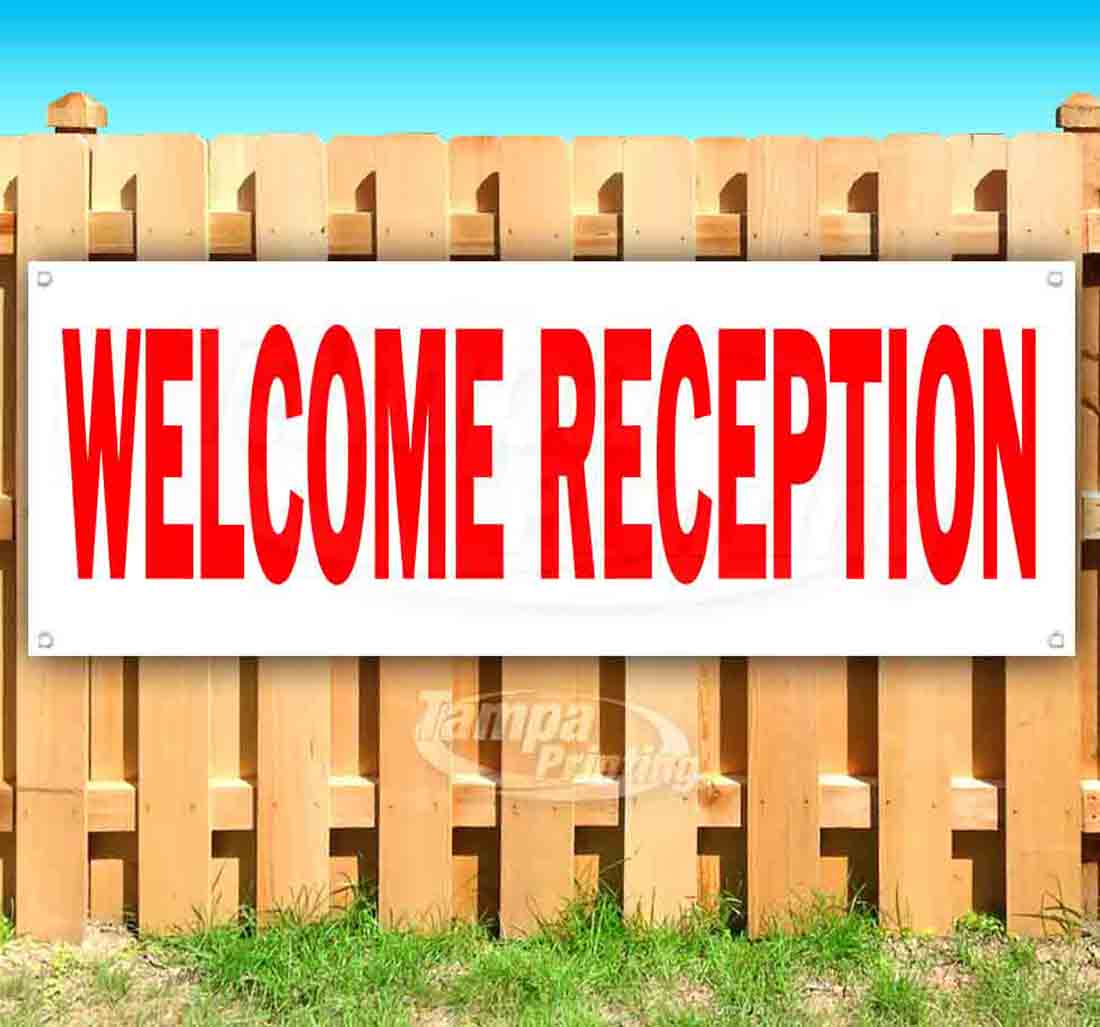 Welcome Reception 13 oz Vinyl Banner With Metal Grommets - Walmart.com
