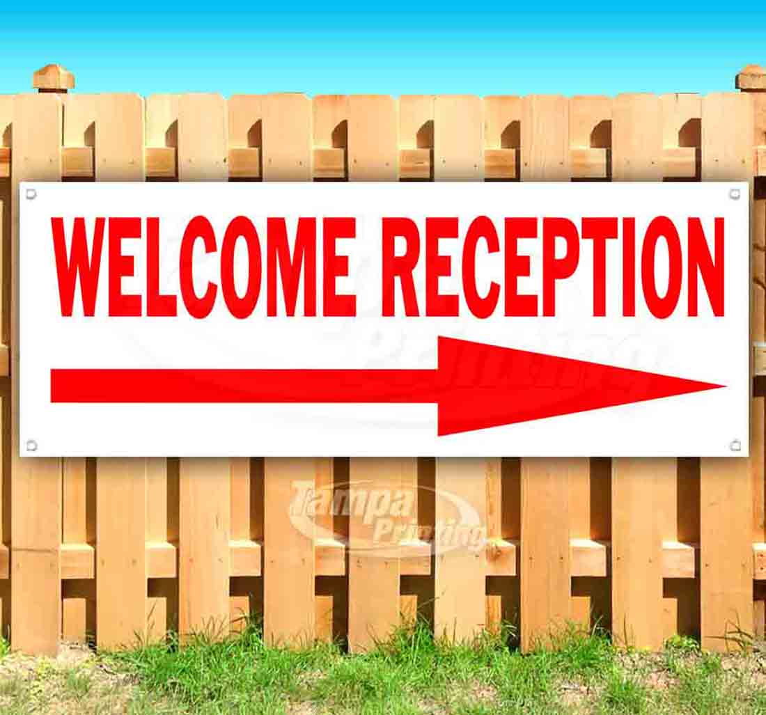 Welcome Reception 13 oz Vinyl Banner With Metal Grommets - Walmart.com