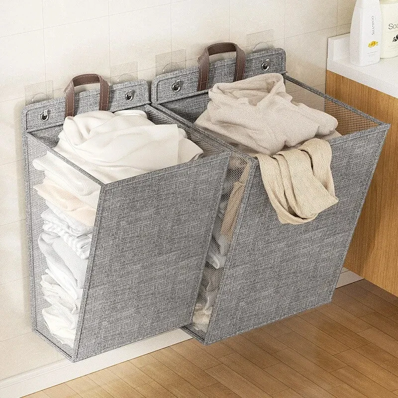 Wall-Mounted Hanging Laundry Hamper – Foldable Dirty Clothes Bag & Storage Organizer