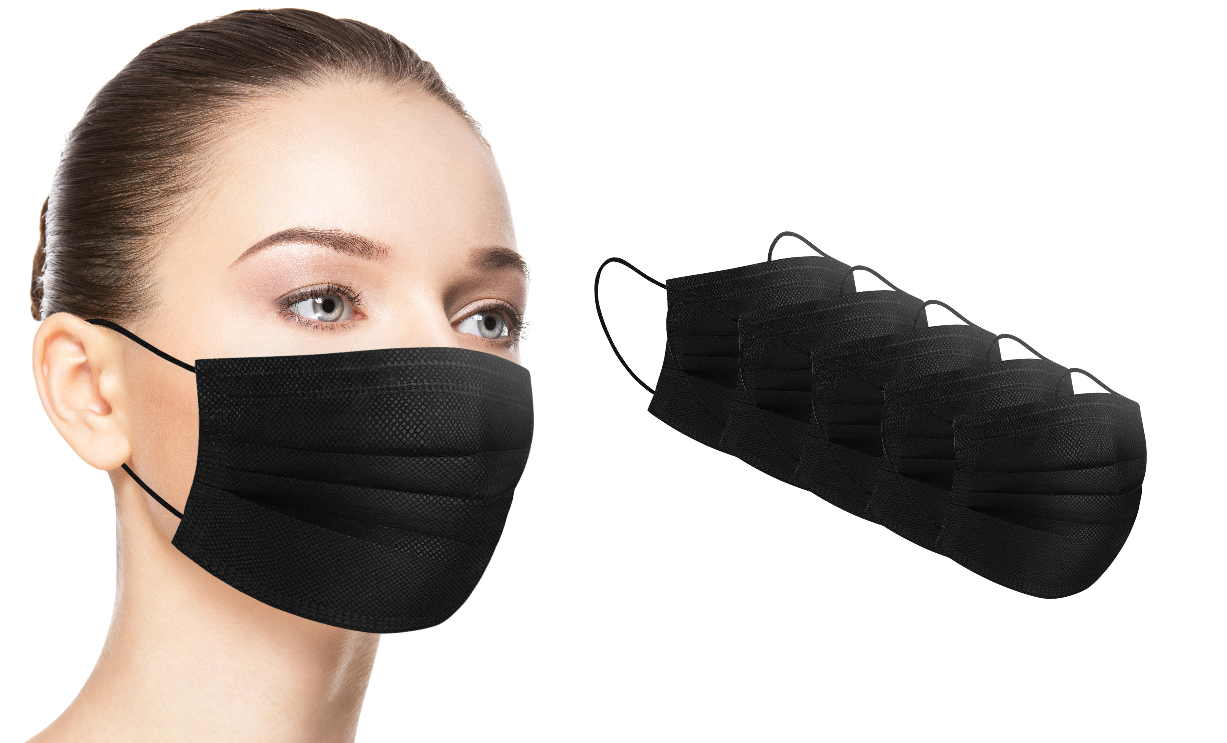 Black 3-Ply Non-Medical Face Masks (10-Pack to 200-Pack)