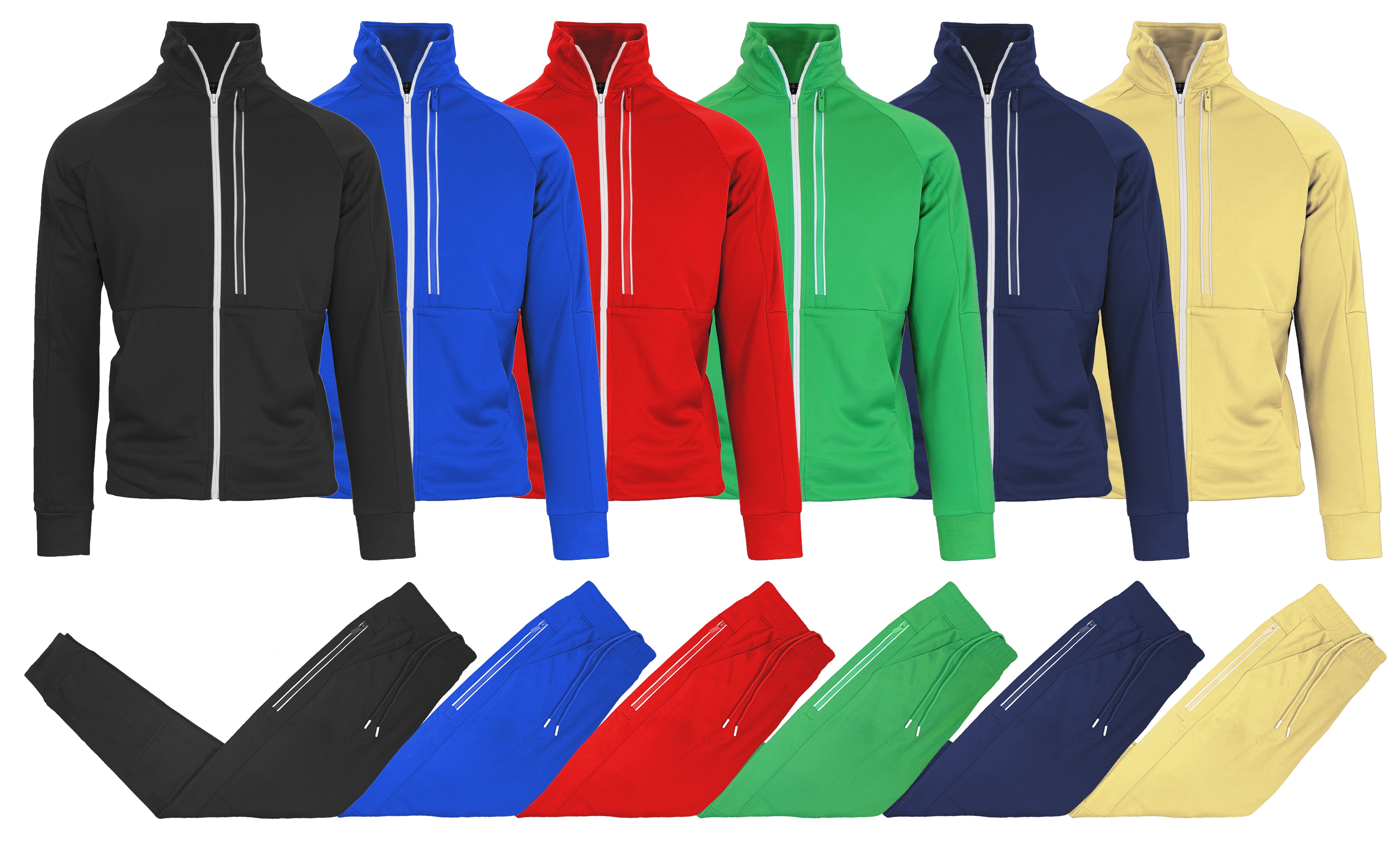 Men's Moisture Wicking Performance Active Sweater Track Jacket & Jogger 2-Piece Set (S-2XL)