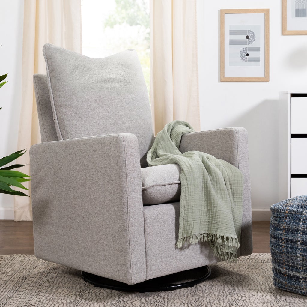 BABYLETTO CALI PILLOWBACK SWIVEL GLIDER IN ECO-PERFORMANCE FABRIC - GRAY