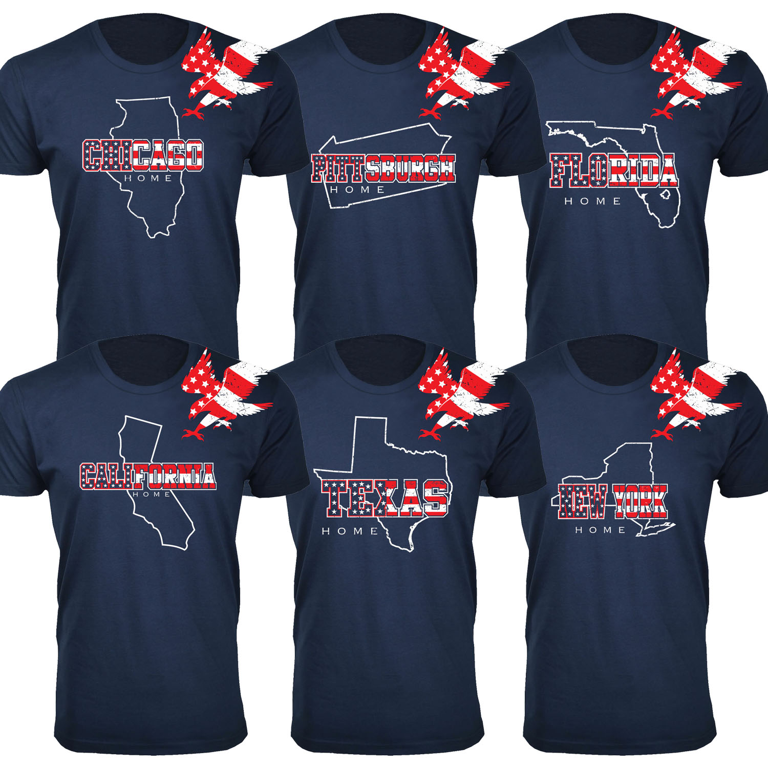 Men's American Home State and City USA T-Shirts
