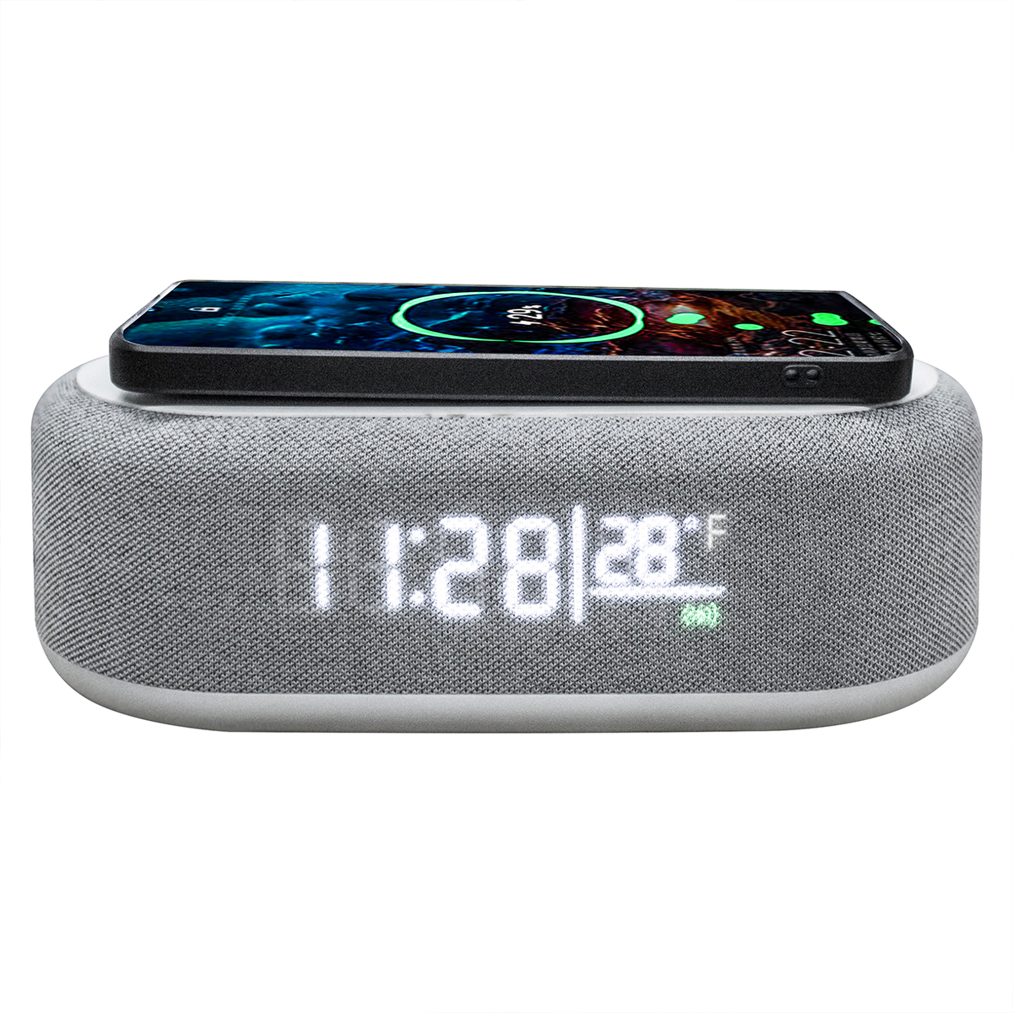 Zummy 3 In 1 Digital Alarm Clock Wireless Charger w/Temperature Led Night Light