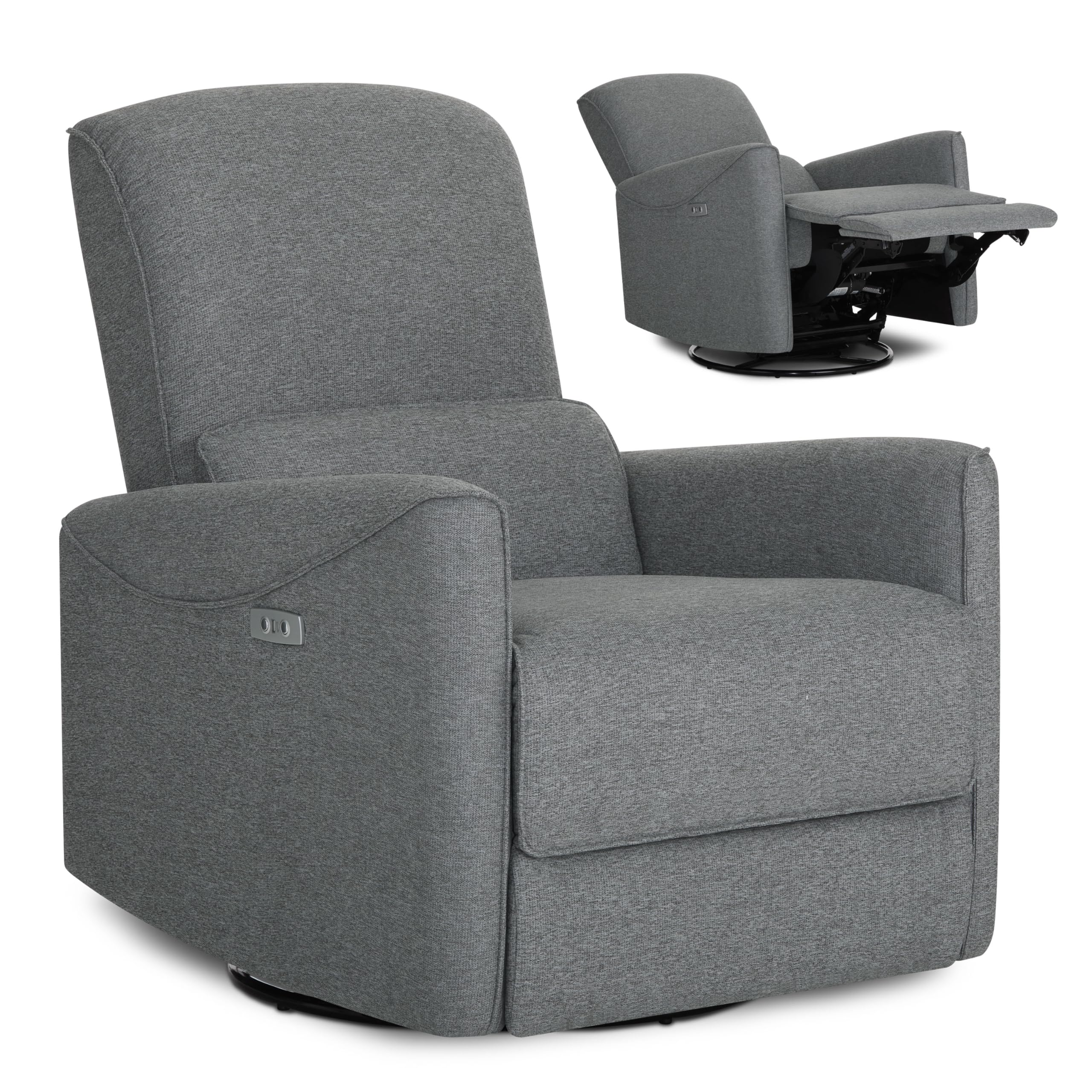 Evolur Belmont Nursery Glider Chair with Massager in Cosmic Grey