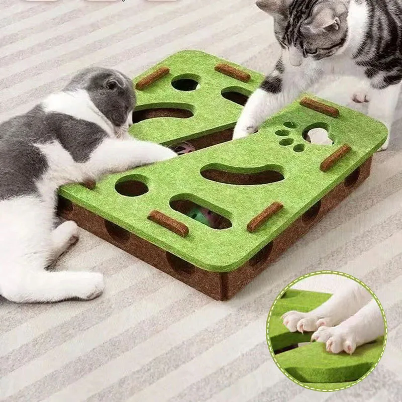 Interactive Cat Toy Puzzle Toys for Indoor Cats Felt Maze Box