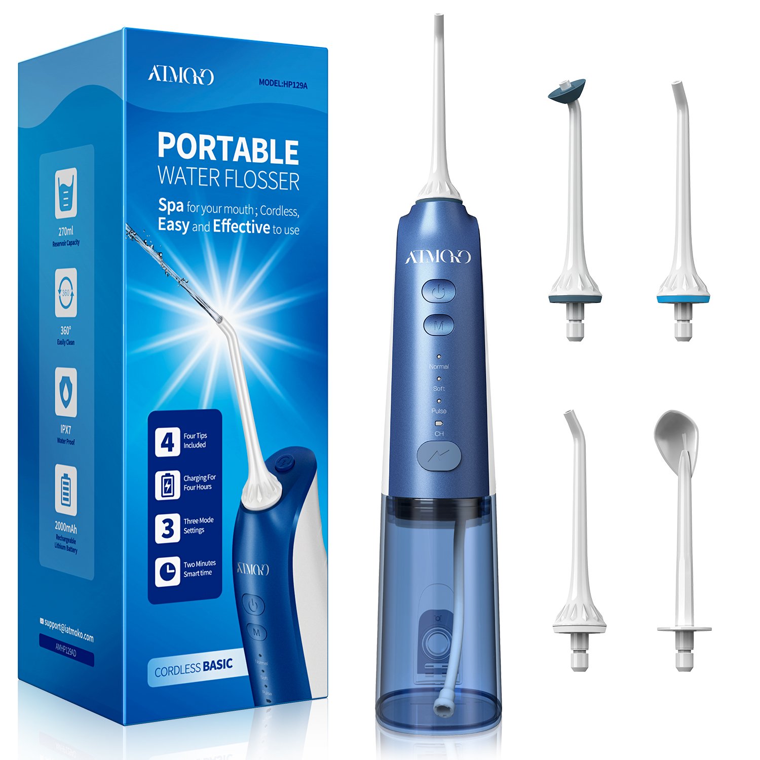 Cordless Water Flosser with Rechargeable Battery with 8 Tips