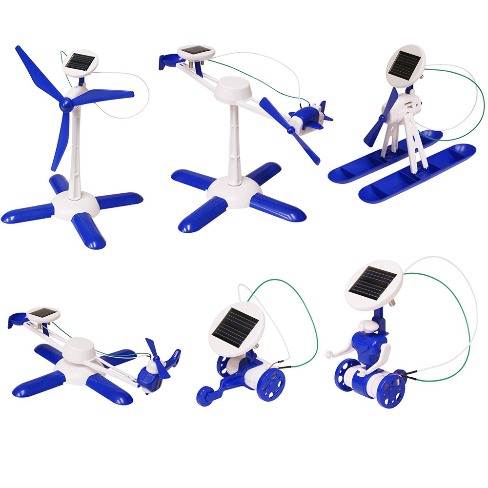 DIY Blue 6 in 1 Educational Solar Robot Vehicles