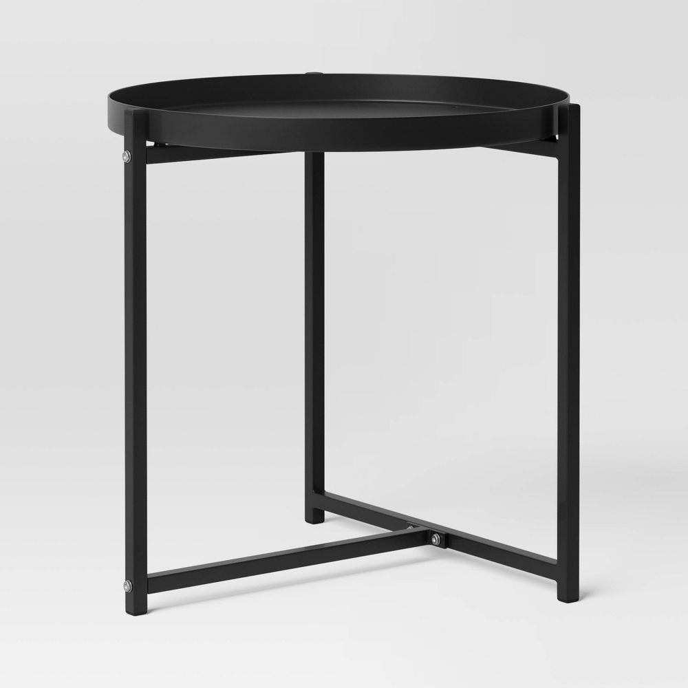 Room Essentials Outdoor Steel Round Side Table Tray Top End Side Table
