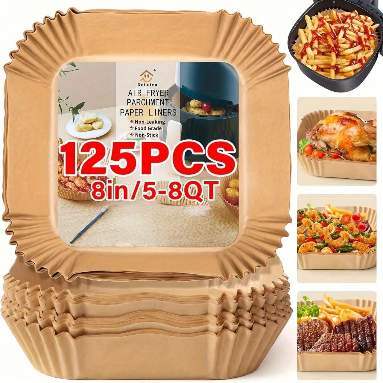 125-Pieces Air Fryer Disposable Paper Liner