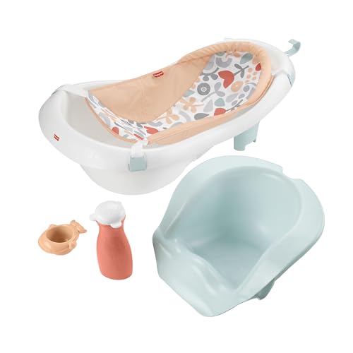 Fisher-Price Baby to Toddler Bath 4-in-1Tub with Backrest 2 Toys Summer Blossoms - New