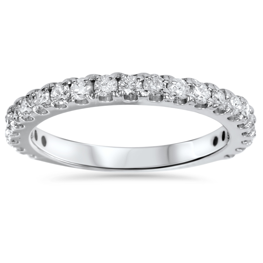 1ct Diamond 3\/4 Eternity Stackable Wedding Ring 14K White Gold  Tanga