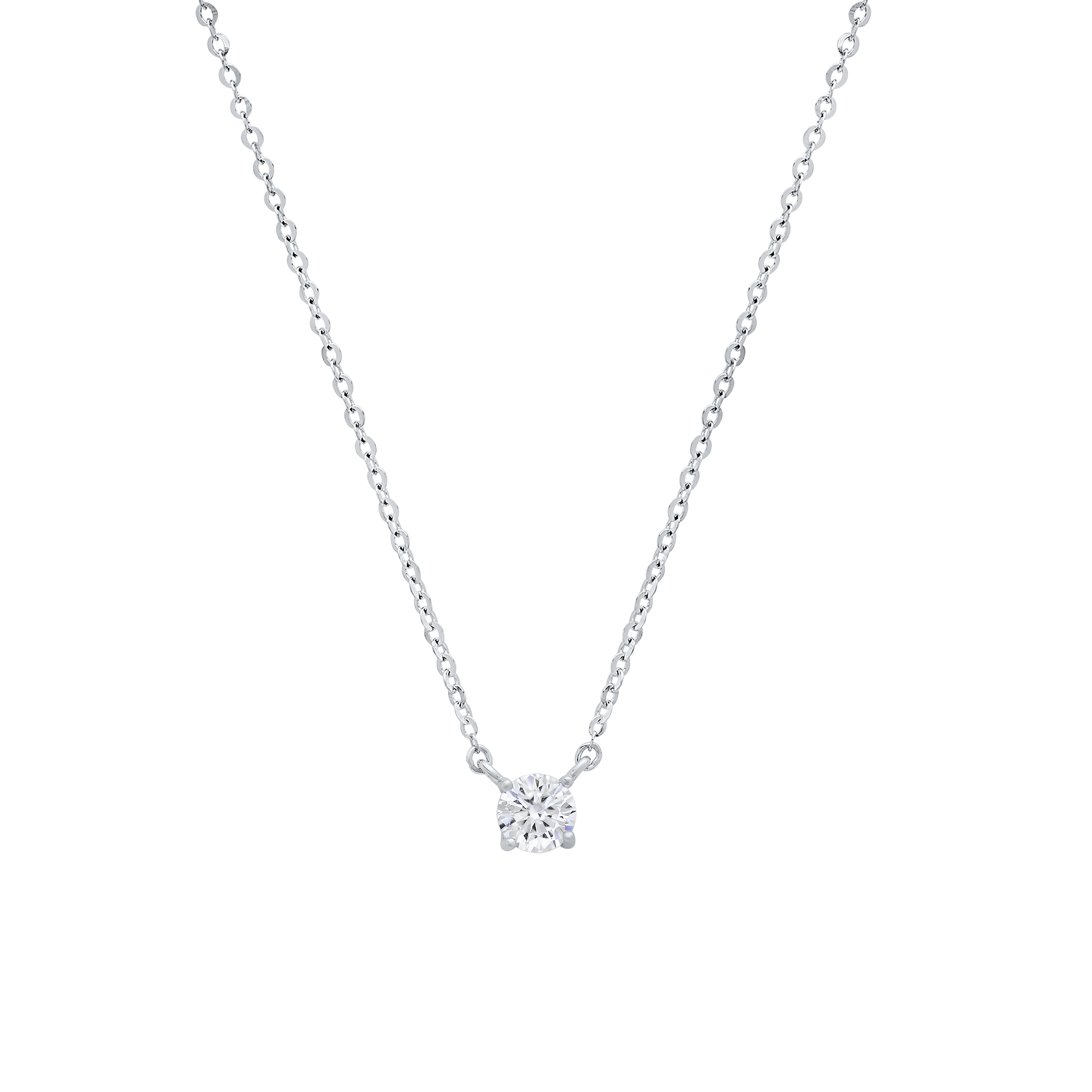 Sterling Silver Solitaire Moissanite Diamond Pendant Necklace