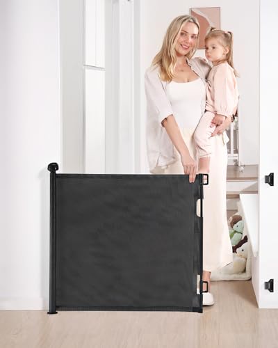 LIKZEST RETRACTABLE MESH GATE 33" TALL EXTENDS UP TO 55" WIDE SH20.006DC - BLACK - New