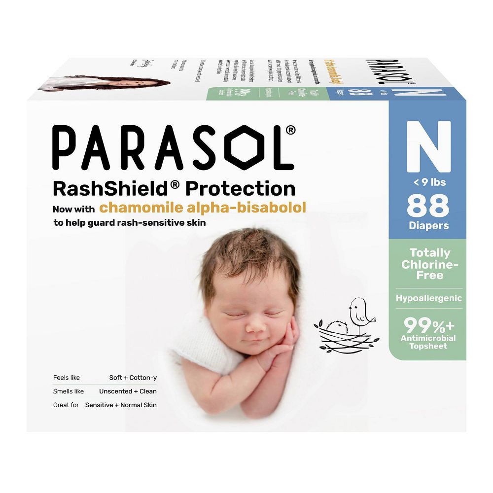 Parasol Chlorine-Free Diapers with RashShield Protection Siz - Open Box