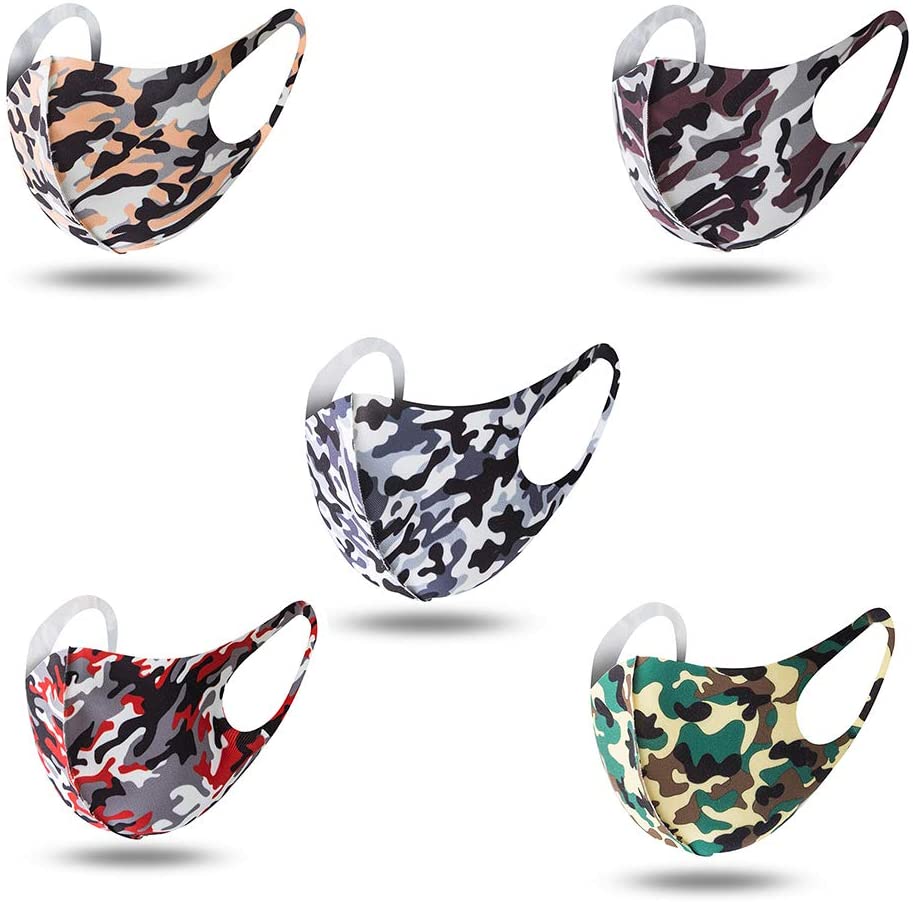 5-Pack Camo Reusable Non-Medical Face Masks (2 styles)