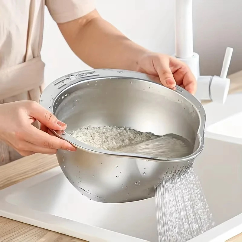Stainless Steel Rice Strainer Bowl
