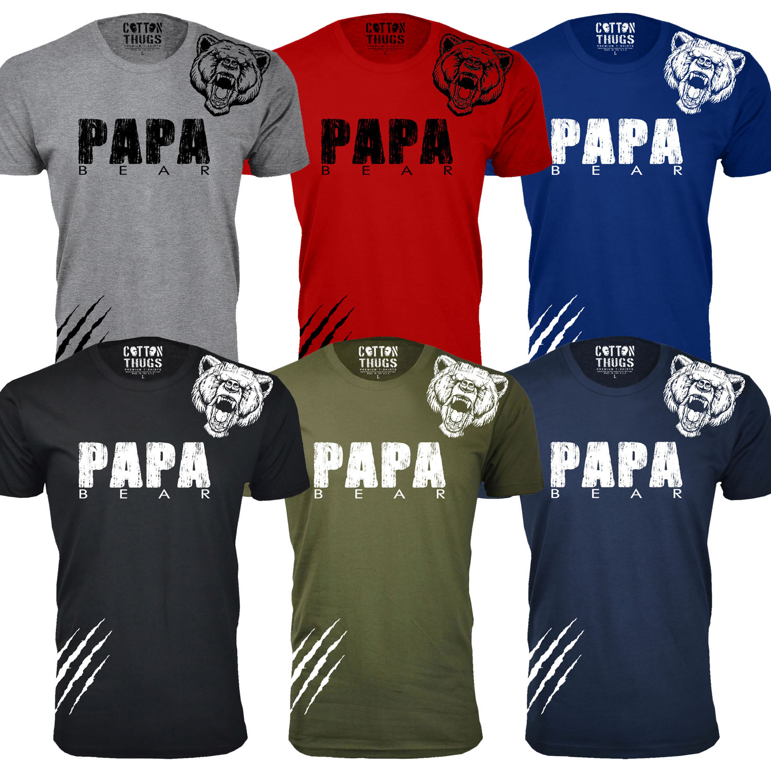 Men's Papa Bear Scratch Father's Day T-Shirts