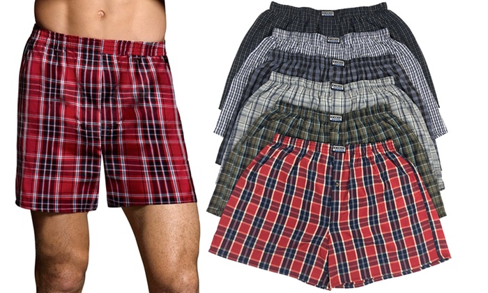 (6 Pack) ToBeInStyle Men's Relaxed Fit Tartan Plaid Boxers