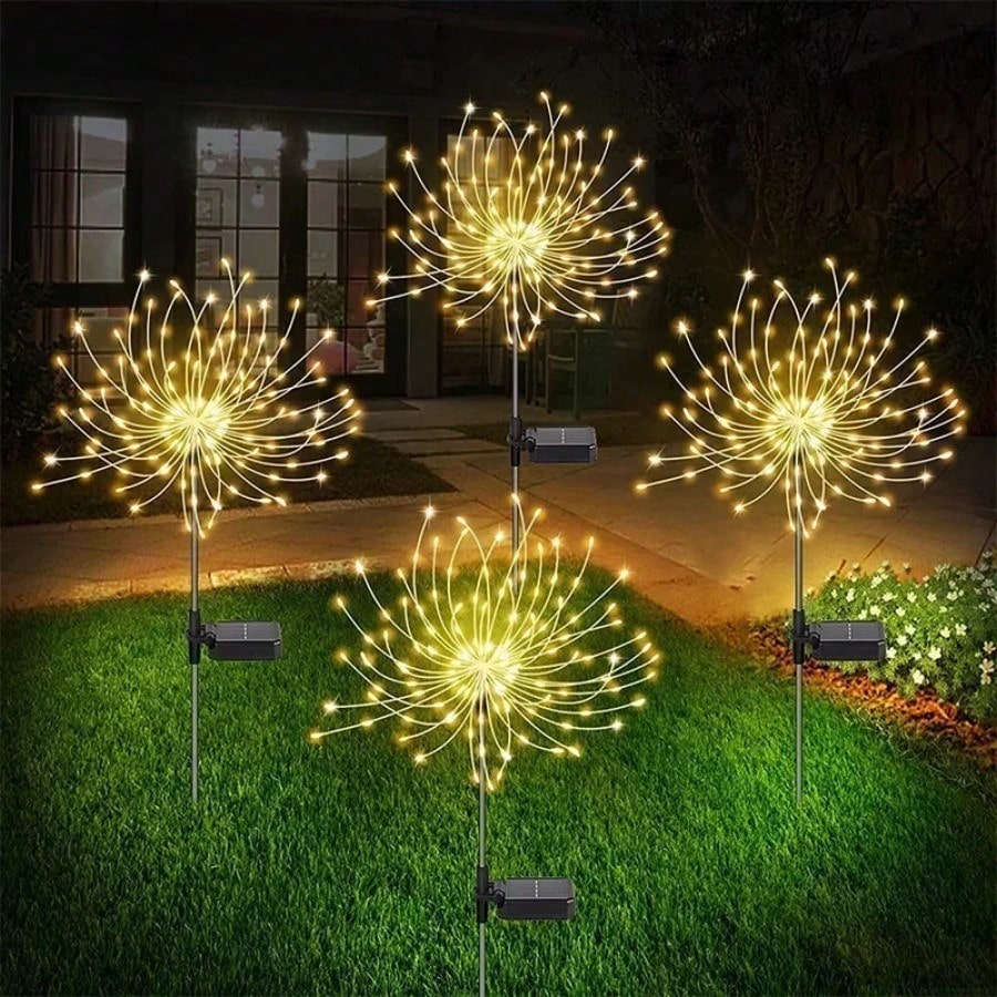 Solar Garden Lights Outside Fairy Firework Decorative
