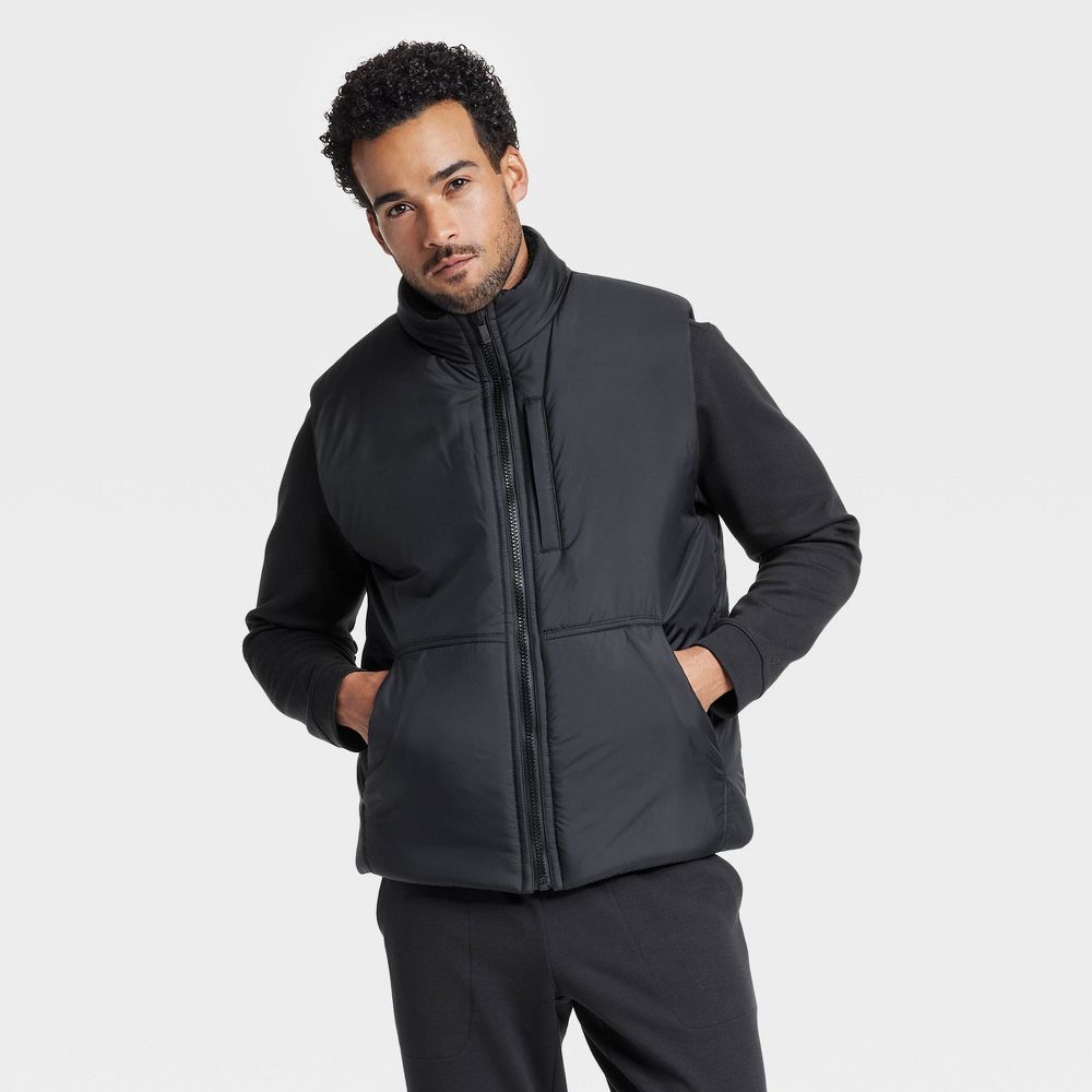 All In Motion Men's Puffer Vest Sleeveless Jacket Recycled Front Pocket