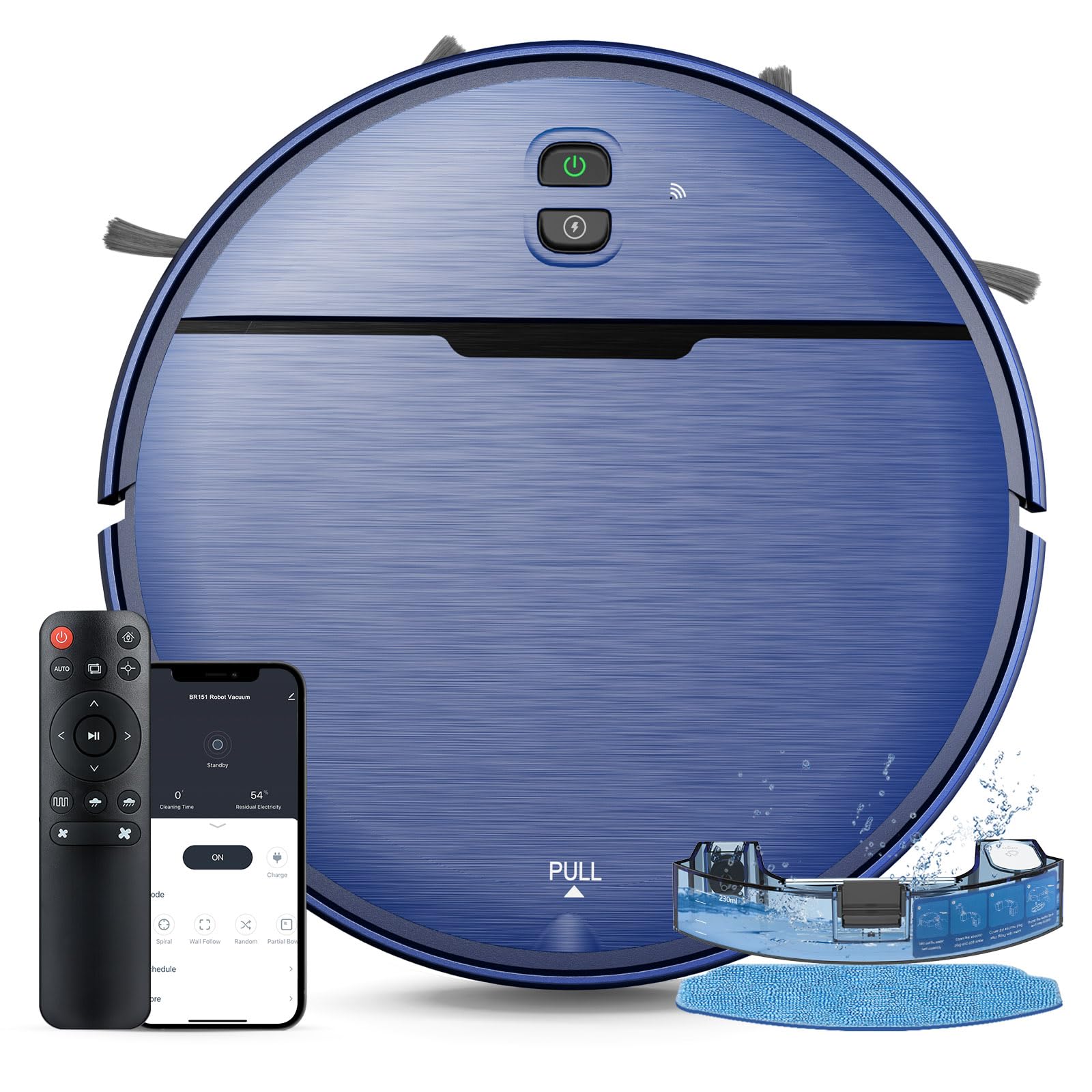 BR151 Geometric 2 in 1 Mopping and Vacuuming Robot Wifi Self Charge - Blue