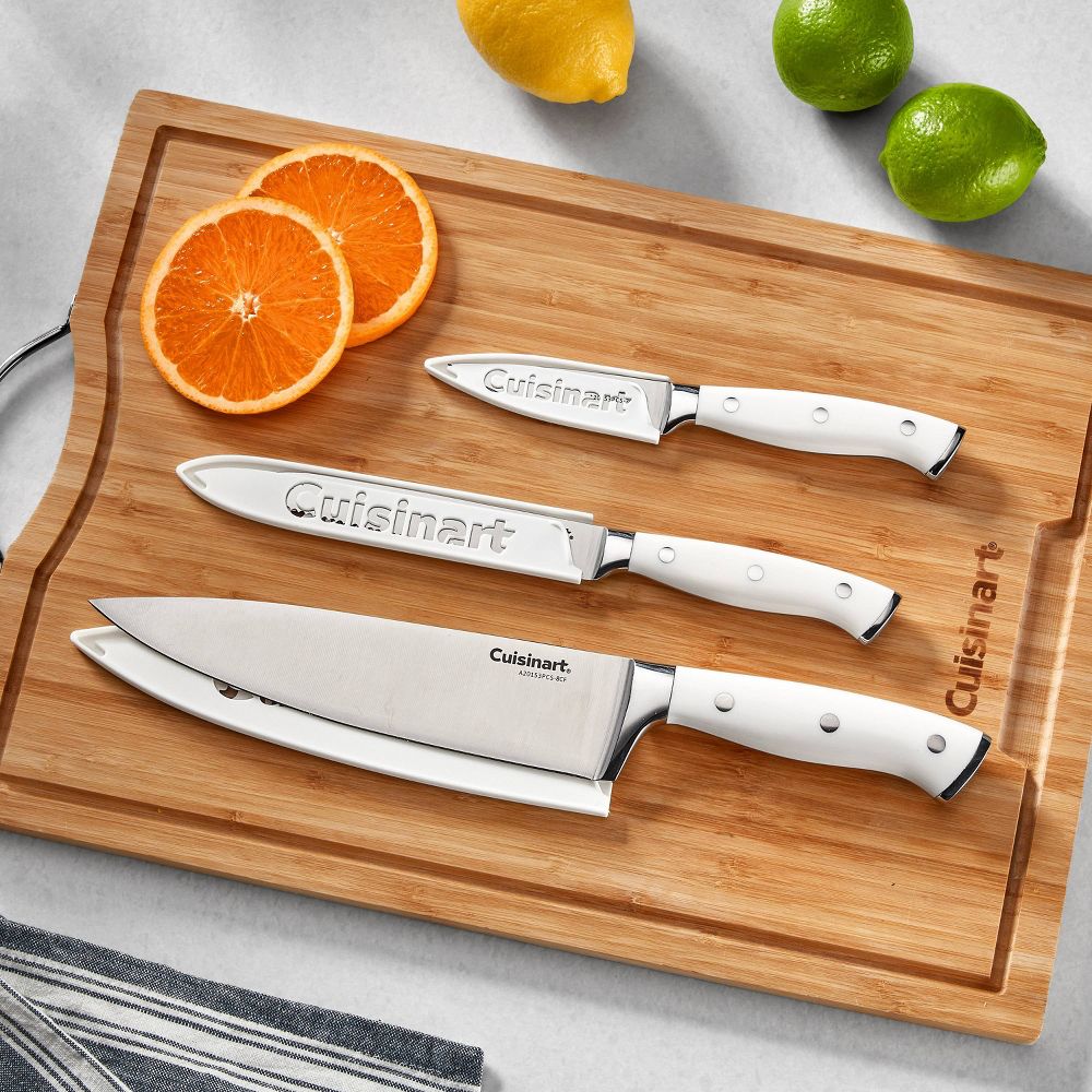3-Piece Cuisinart Classic White Triple Rivet Chef Set with Blade Guards