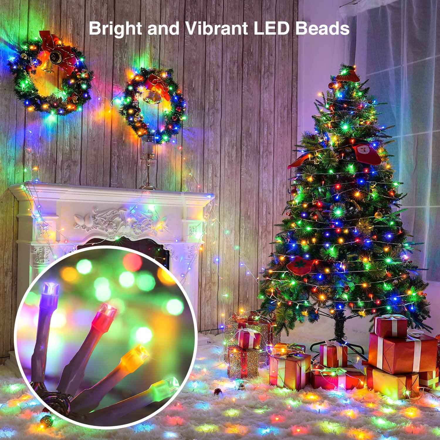 33ft 100 LED Indoor Outdoor String Lights Decor for Christmas Tree Holiday Party