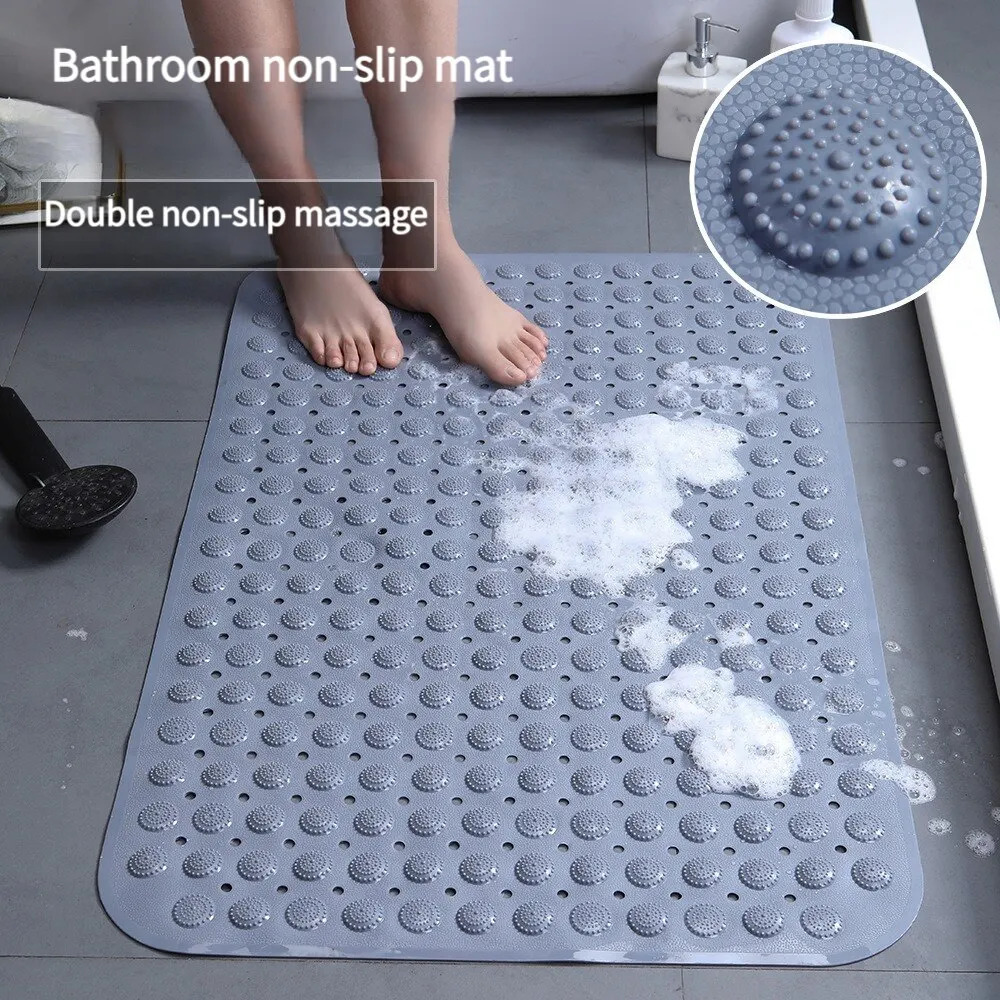 Non-Slip Bathtub & Shower Mat with Suction Cups – Quick-Drain Massage Pad