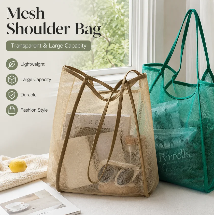 Lightweight Mesh Beach Bag – Breathable & Quick-Dry Travel Tote